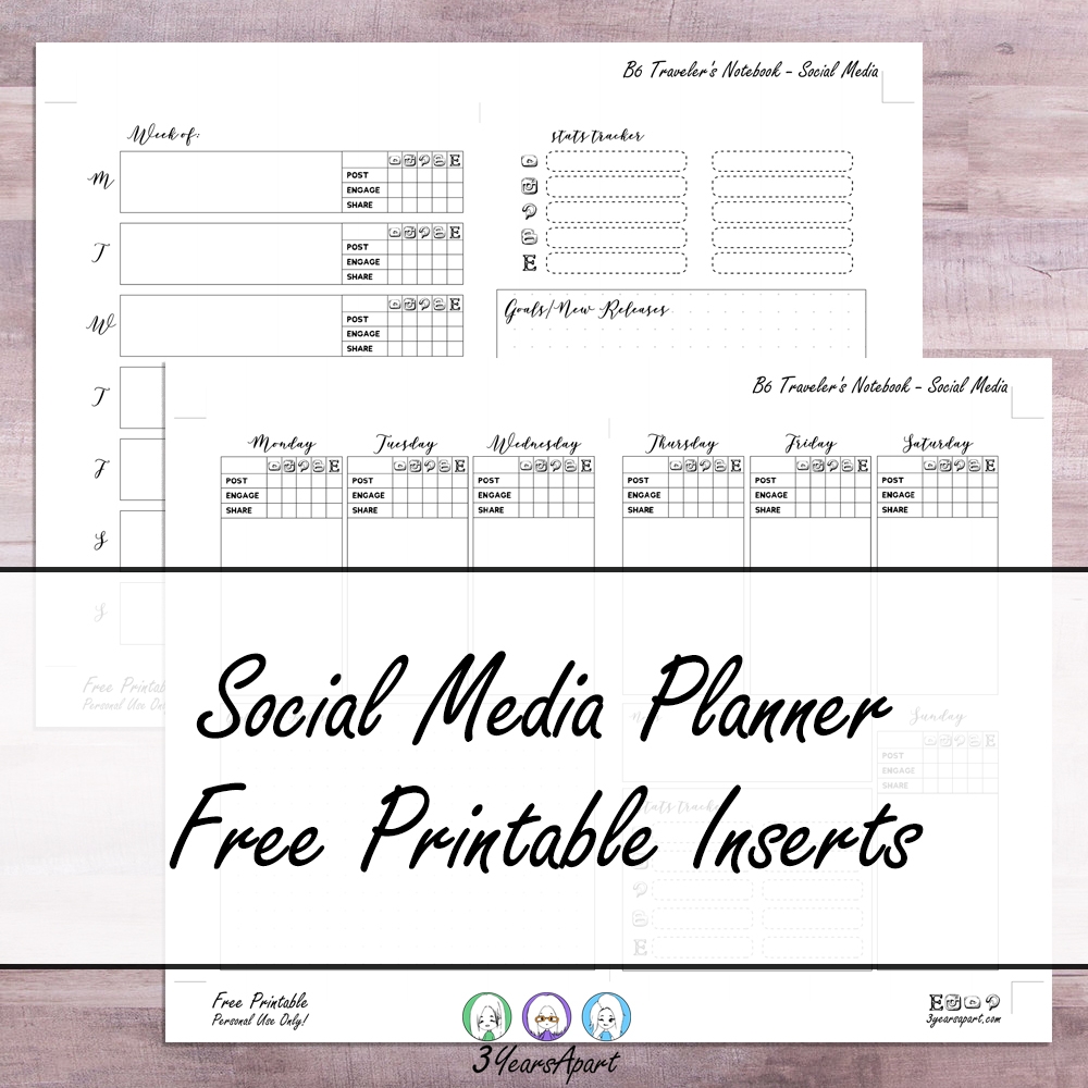 Social Media Planner Inserts Free Printable For Traveler s 
