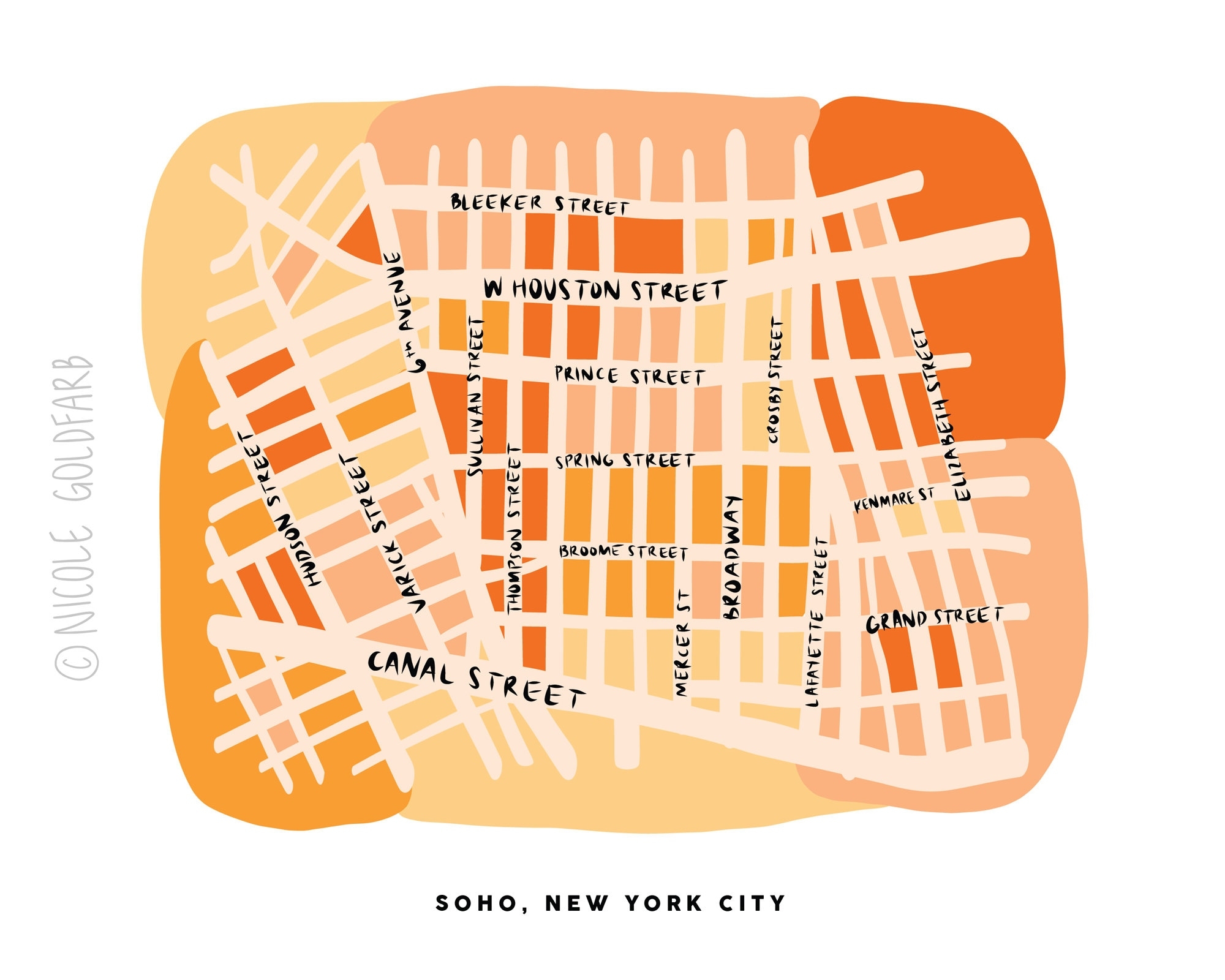 Soho New York City Map Wall Art Print Etsy