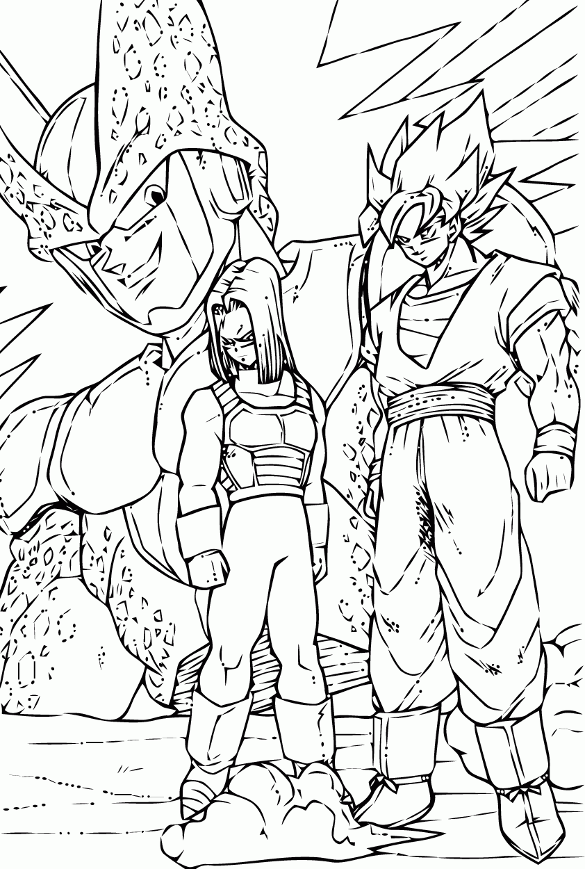 Songoku Trunks And Cell Dragon Ball Coloring Pages