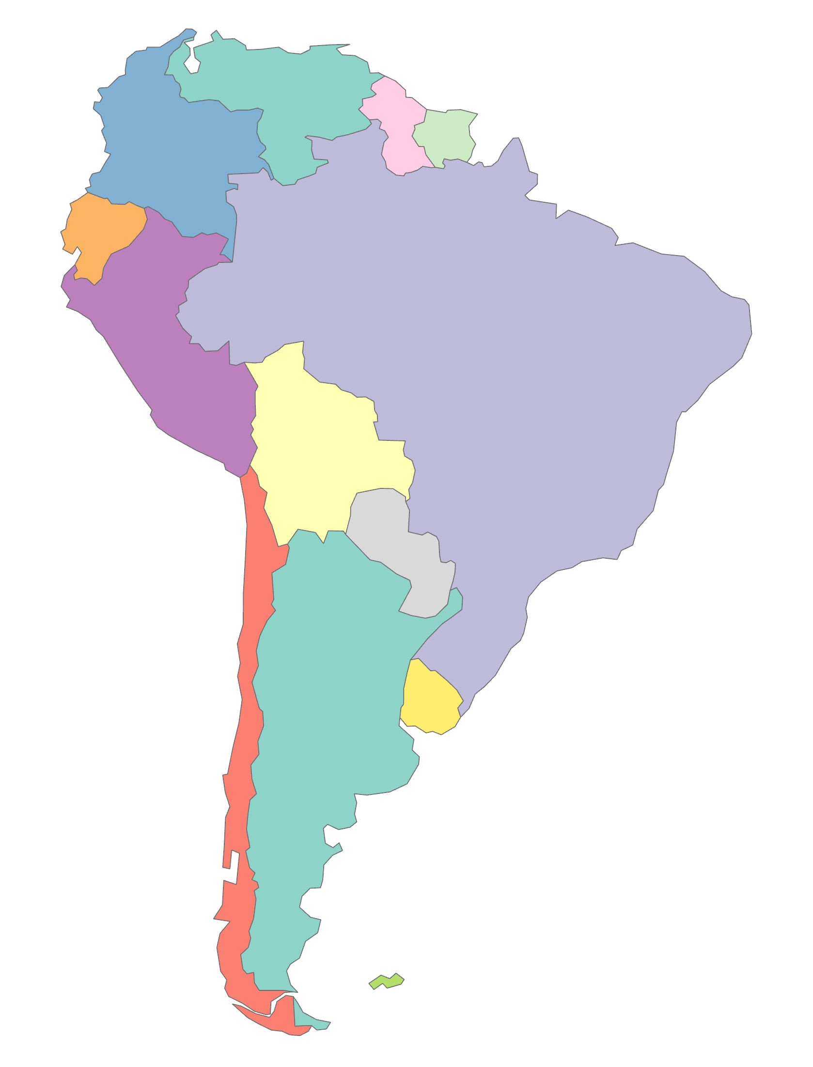 South America Blank Map And Country Outlines GIS Geography