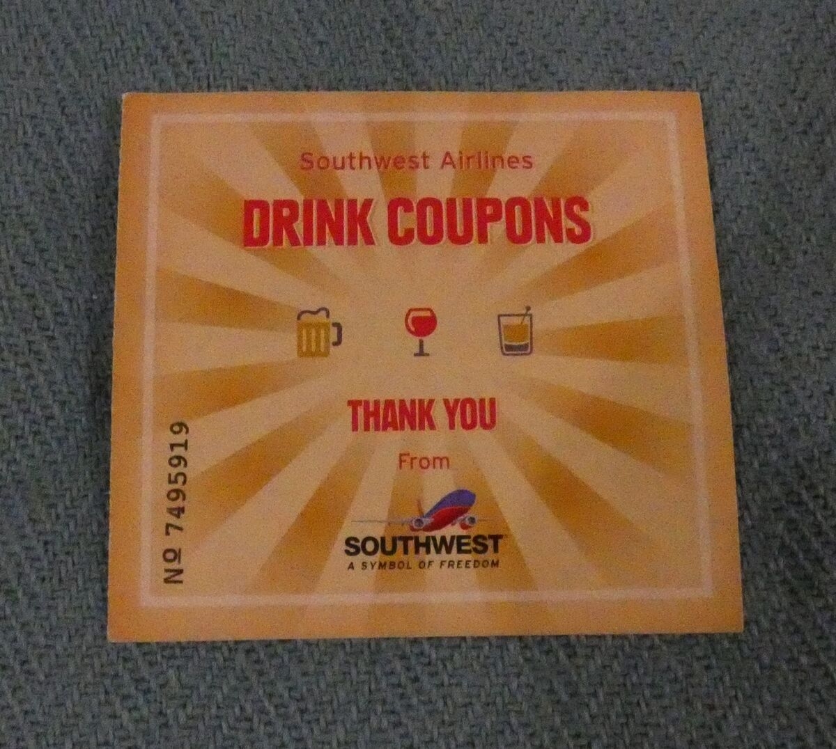SOUTHWEST AIRLINES DRINK COUPONS BOOKLET OF 4 NOT VALID FOR USE EBay