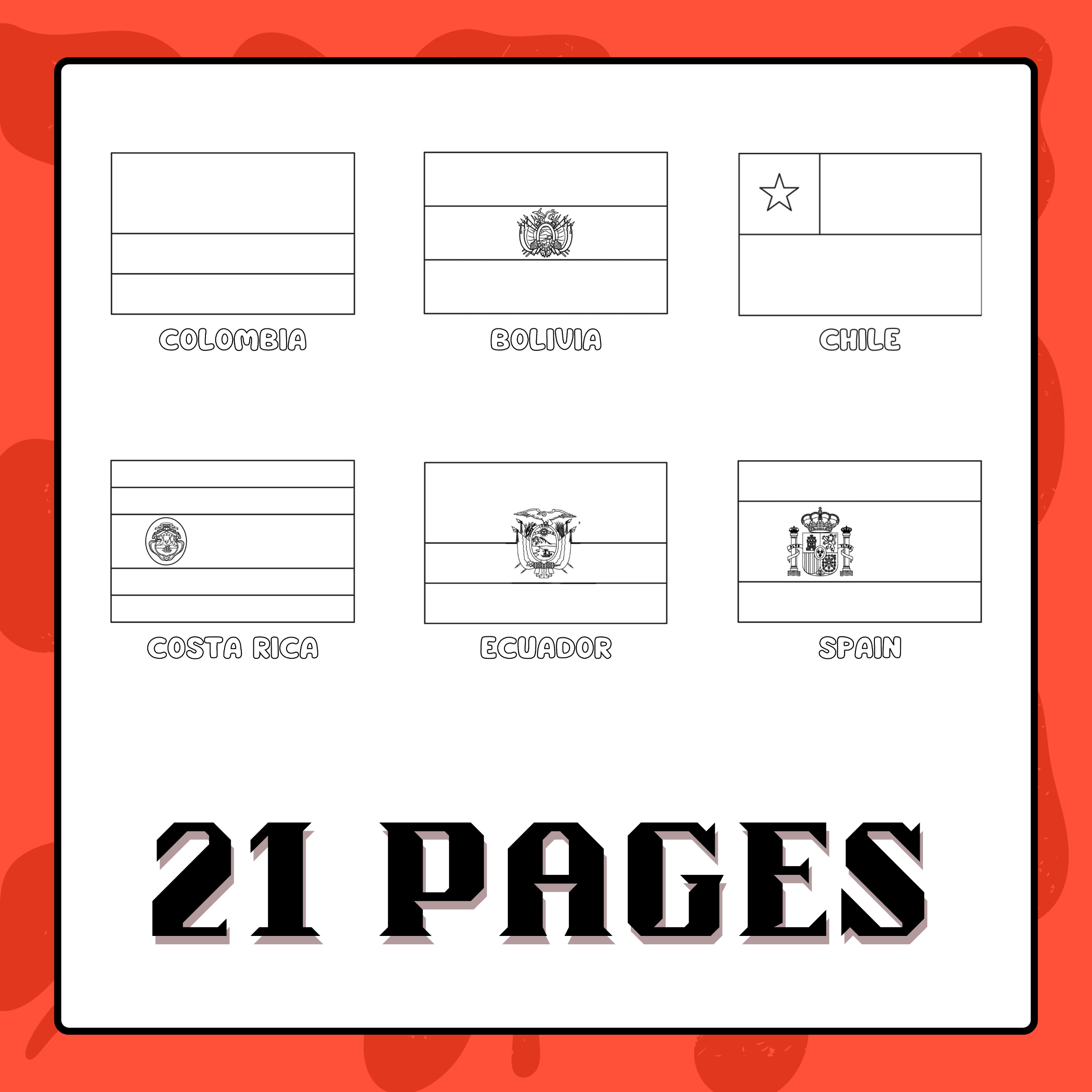 Spanish Speaking Countries Flags Coloring Pages Hispanic Heritage Month