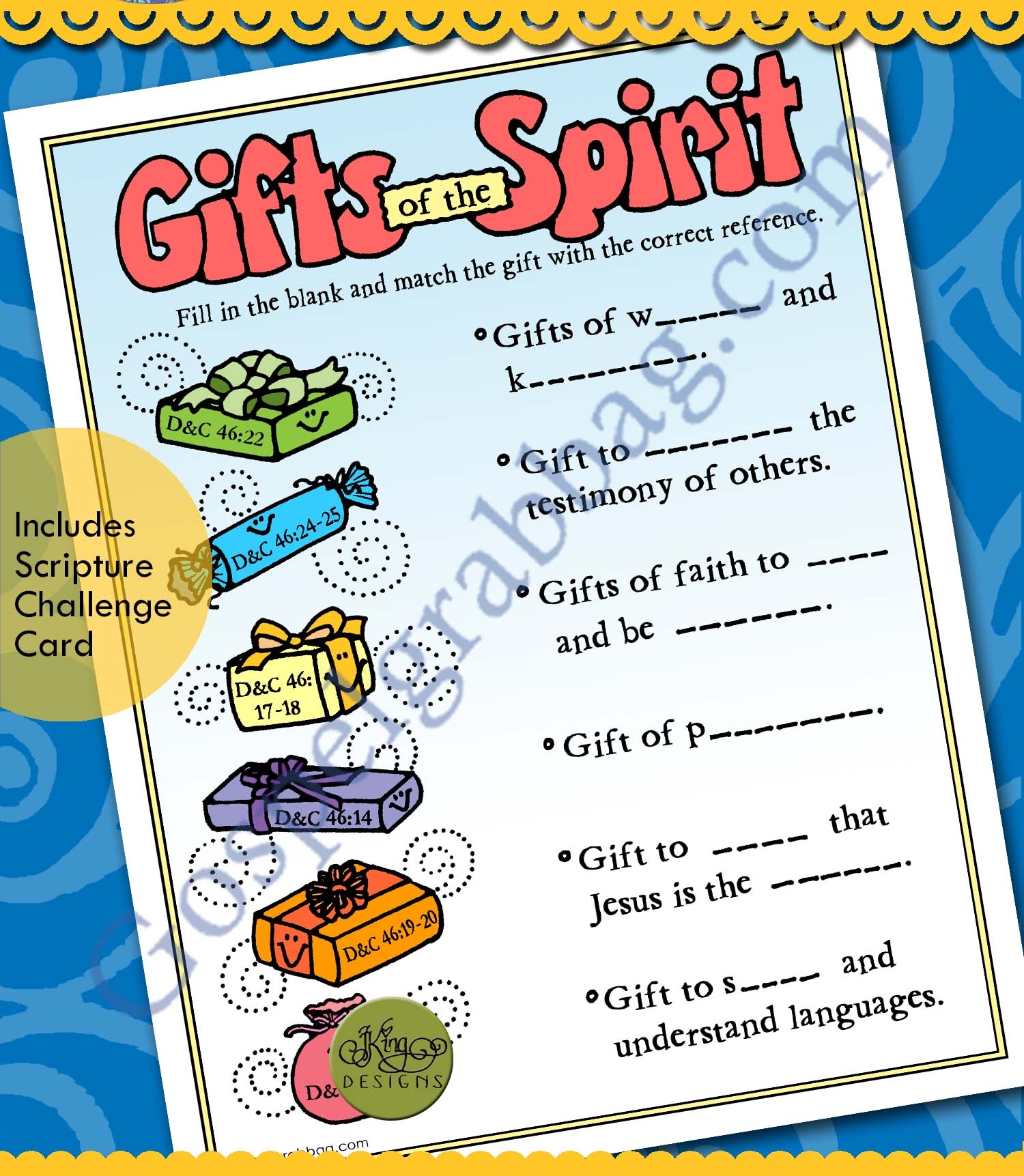 SPIRITUAL GIFTS Activity Gifts Match Game For Doctrine And 