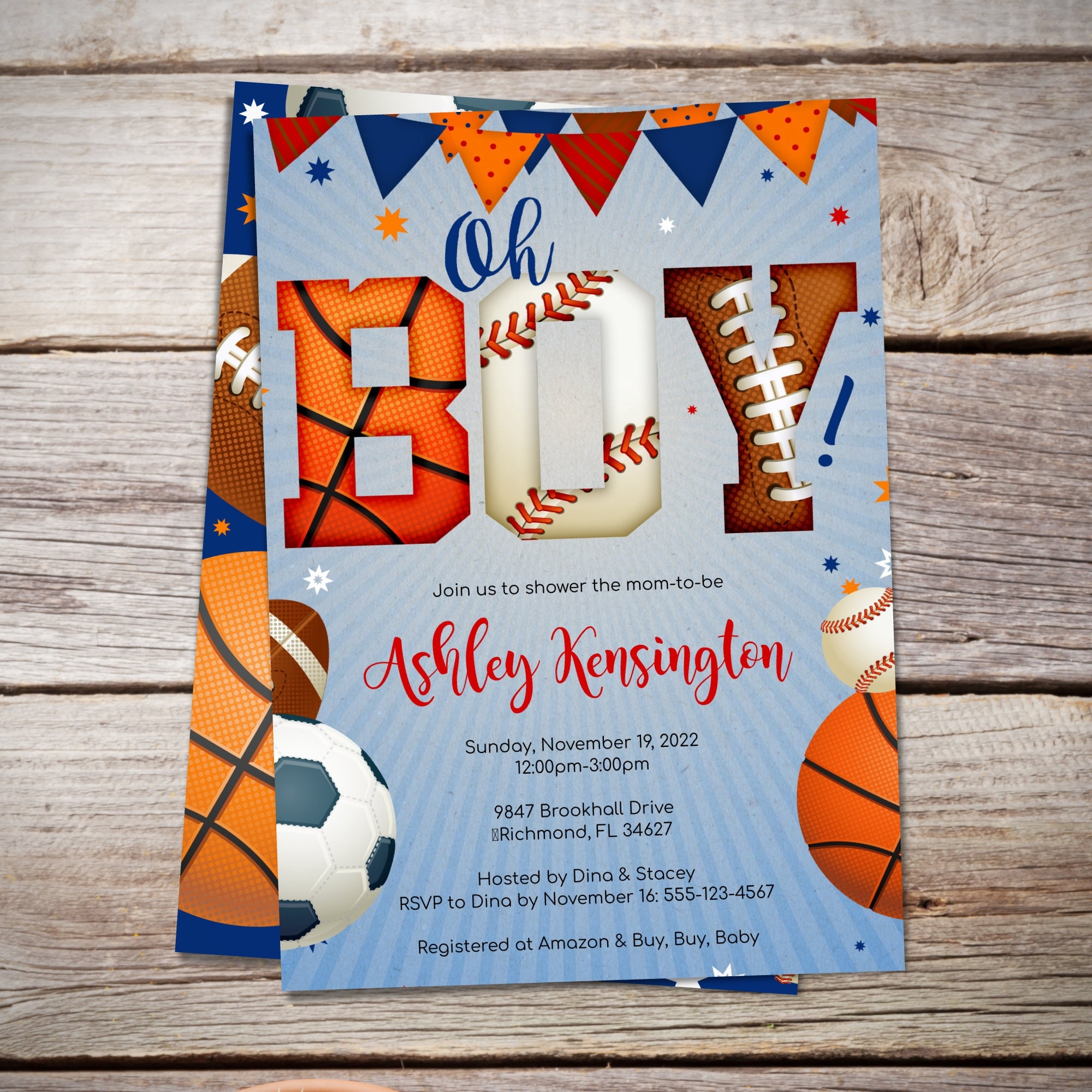 Sports Baby Shower Invitation Sports Theme Invite Sports 