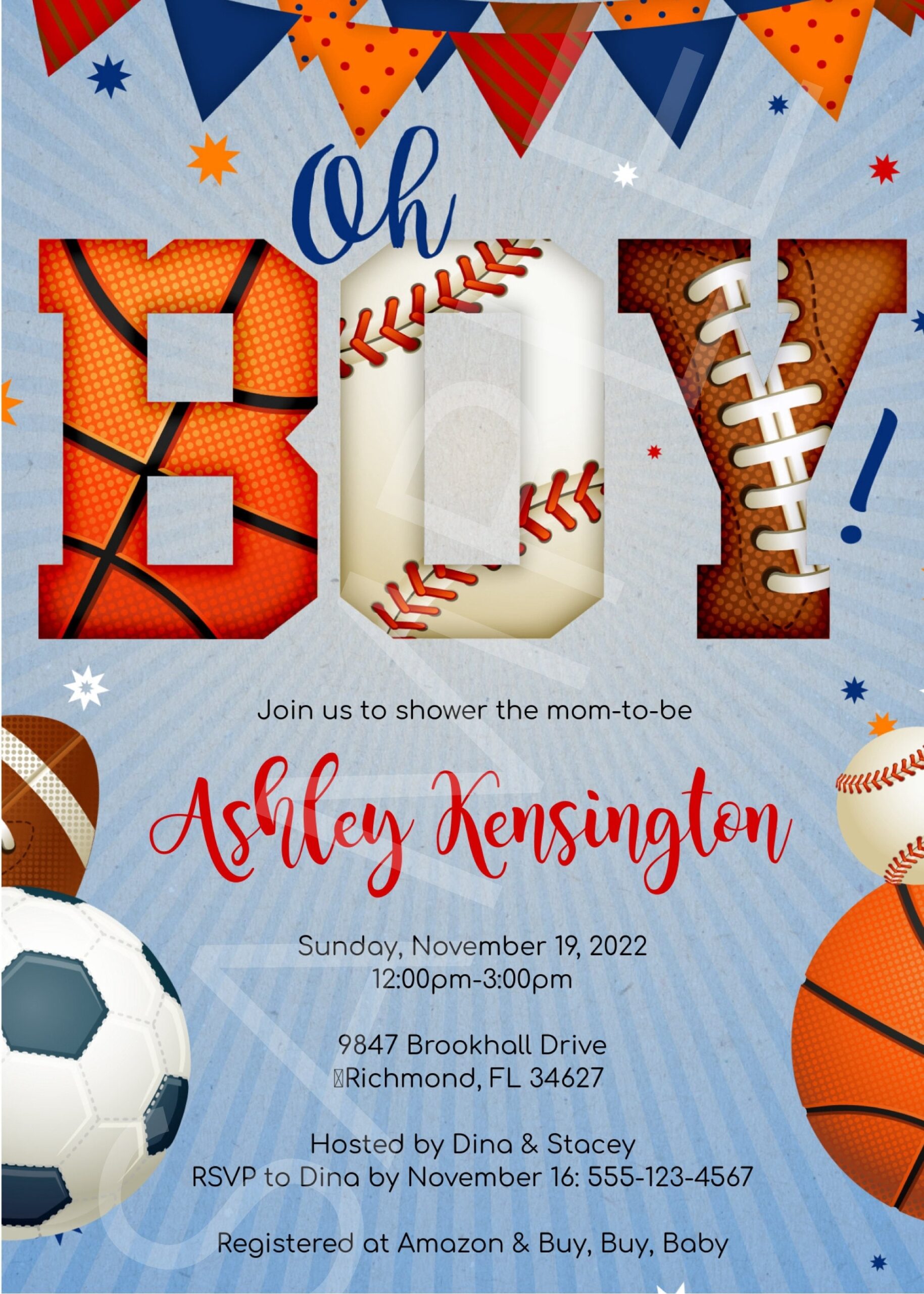 Sports Baby Shower Invitation Sports Theme Invite Sports 