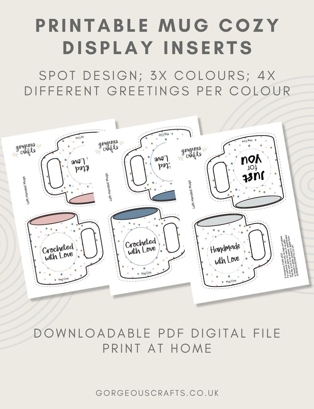 Spotty Mug Cozy Gift Card Printable Payhip