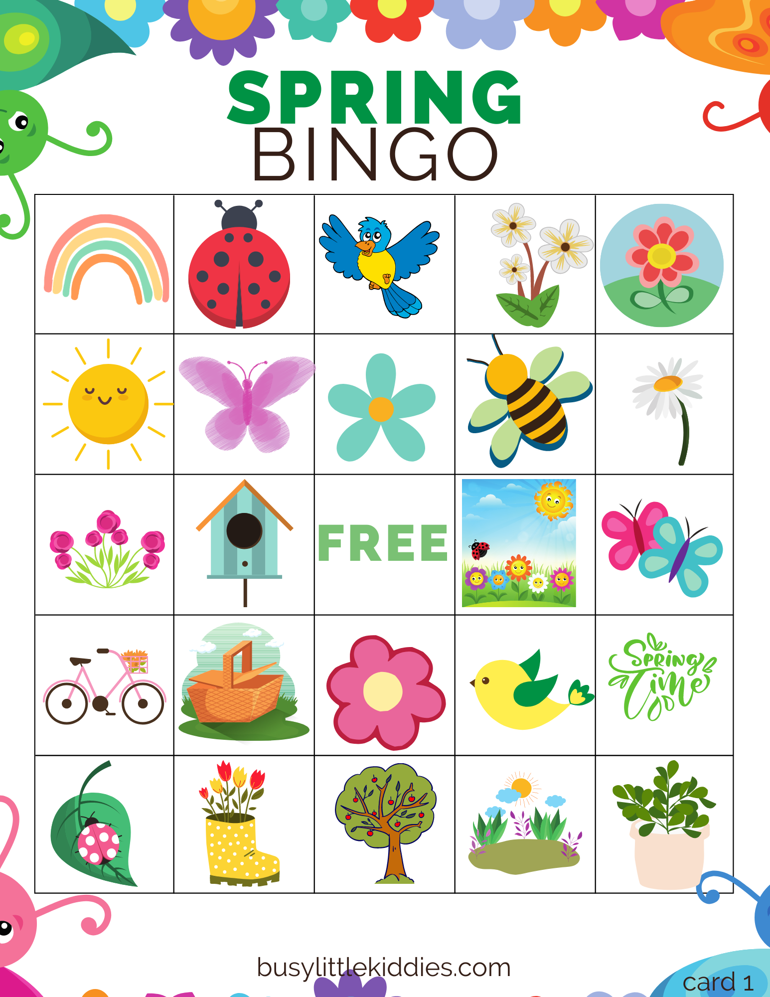 Spring Bingo Free Printable For Kids 4 Players Busy Little Kiddies Spring Bingo Free Printable For Kids 4 Players Busy Little Kiddies