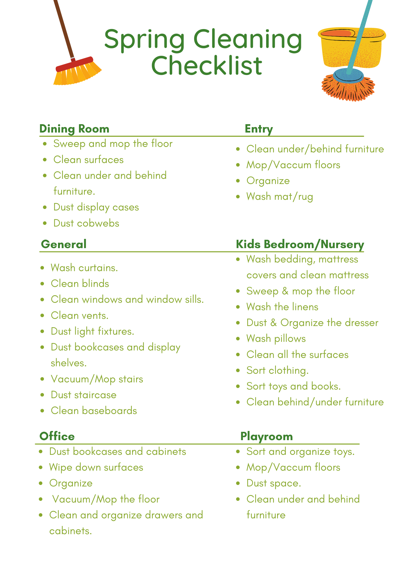 Spring Cleaning Checklist Printable 
