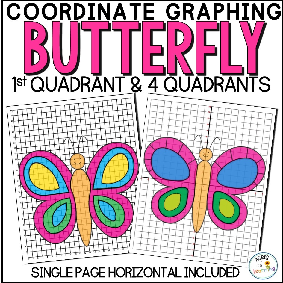 Spring Coordinate Graphing Mystery Picture Butterfly Math 