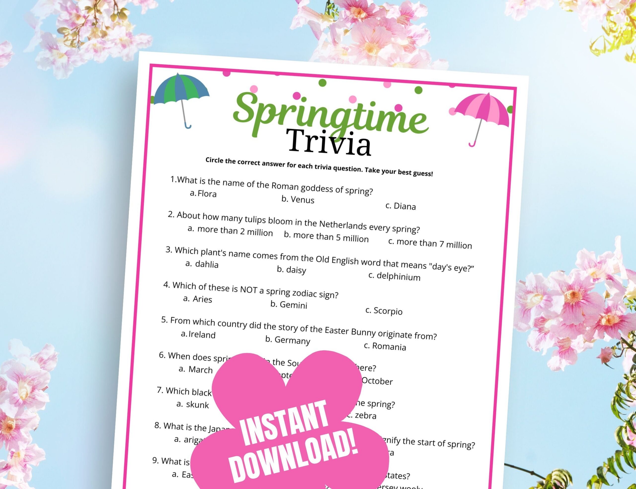 spring trivia questions and answers printable