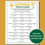 Spring Trivia Game Printable Spring Games Fun Spring Activities For Kids And Adults Spring Questions And Answers Etsy