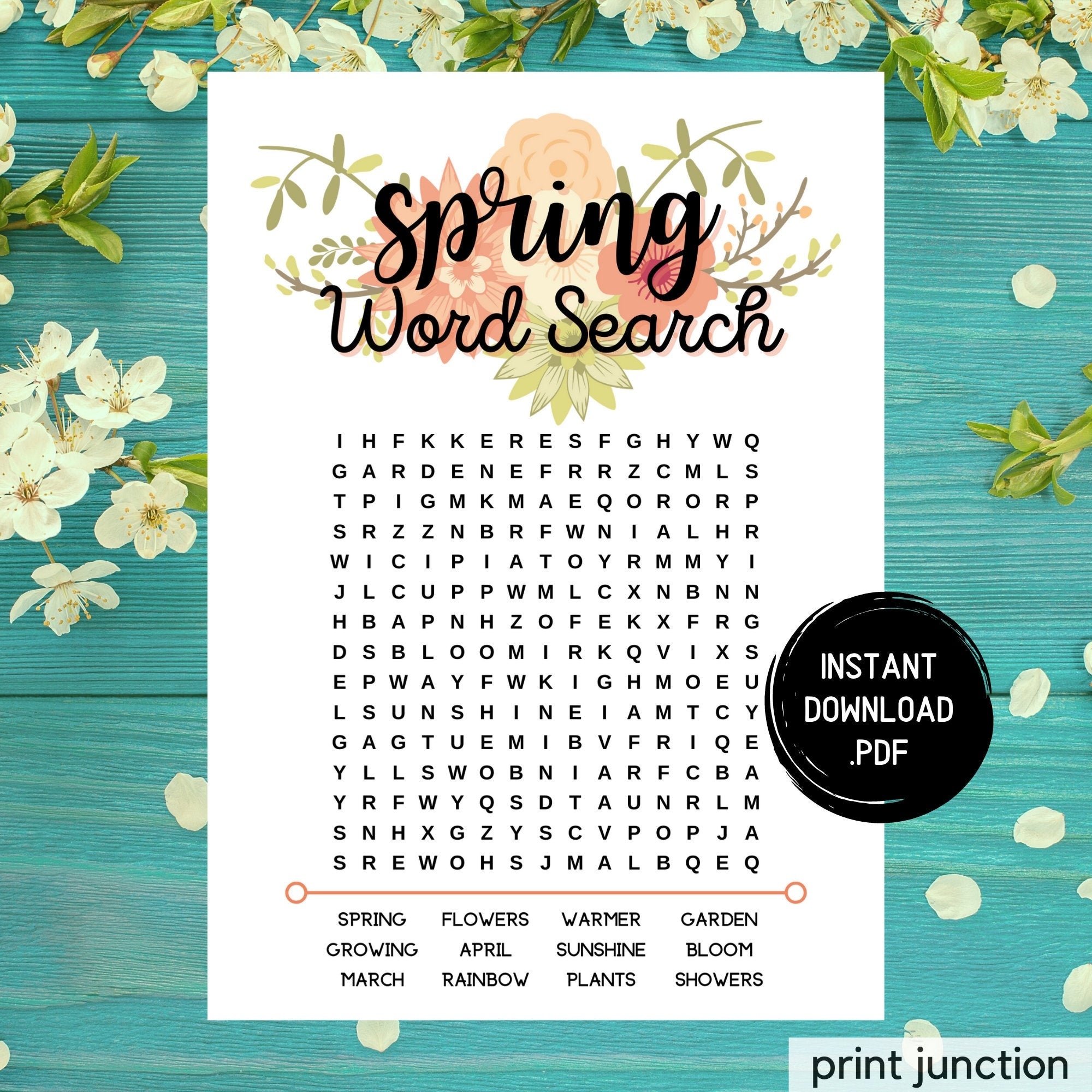 Spring Word Search Printable Springtime Games Spring Activities  Spring Word Search Printable Springtime Games Spring Activities