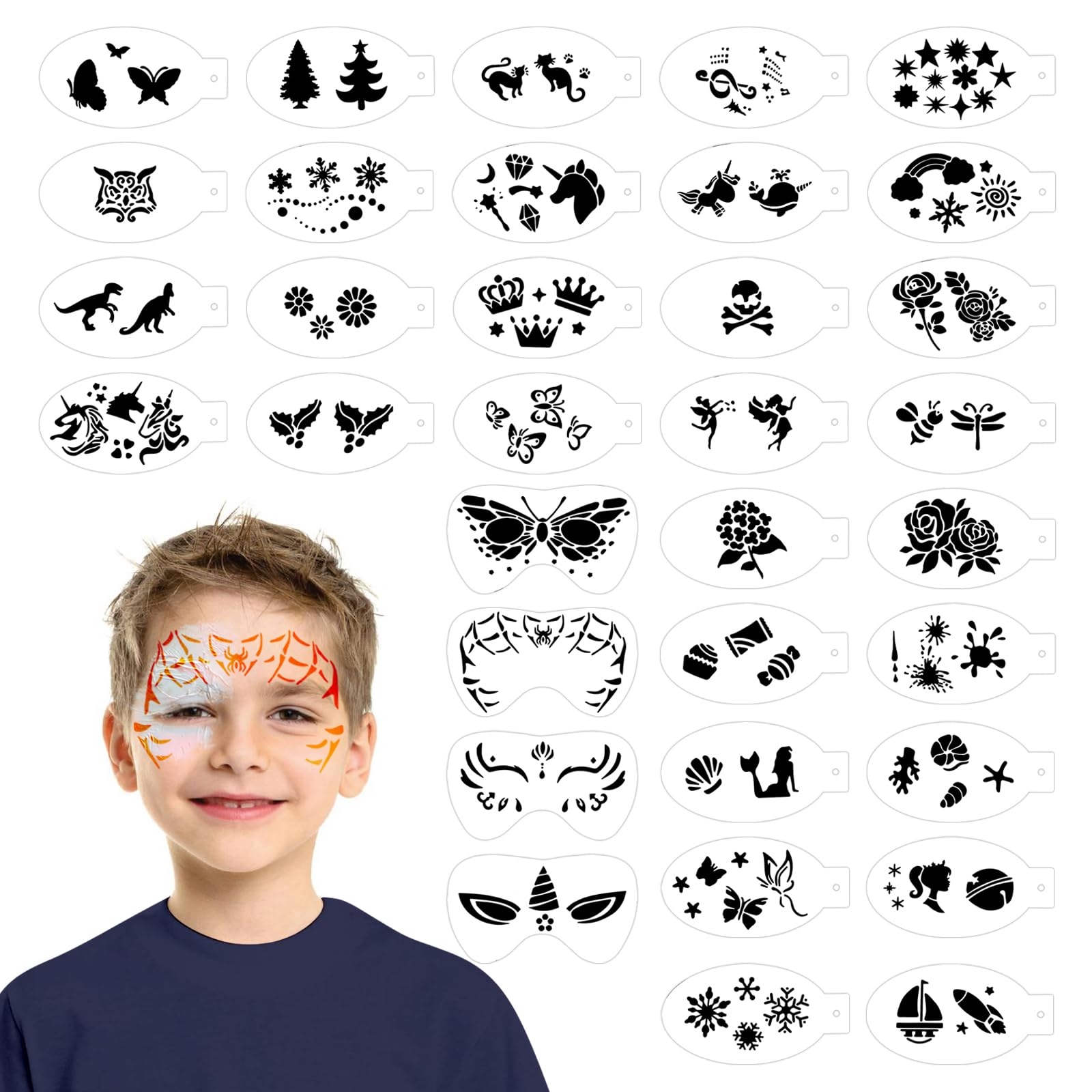 SRIZIAN 34 Pieces Face Painting Stencils Reusable Face Paint Templates Tattoo Painting Templates Body Paint Stencils For Kids Party Holiday Halloween Makeup Amazon co uk Beauty