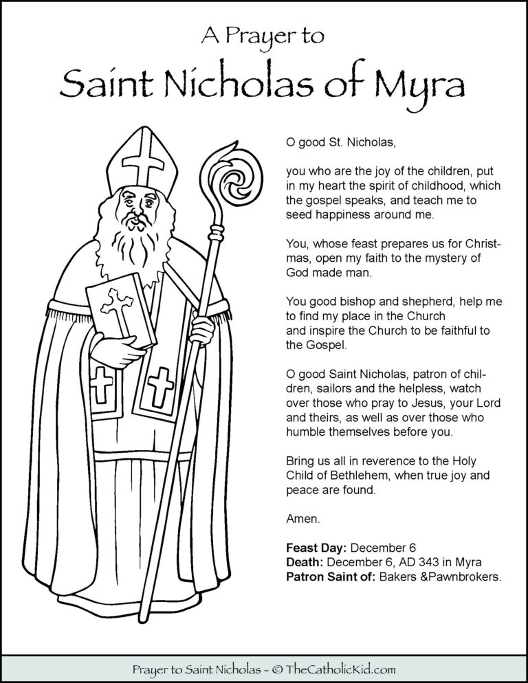 St Nicholas Coloring Pages Prayer Sheet U0026 Paper Craft Download Pack TheCatholicKid