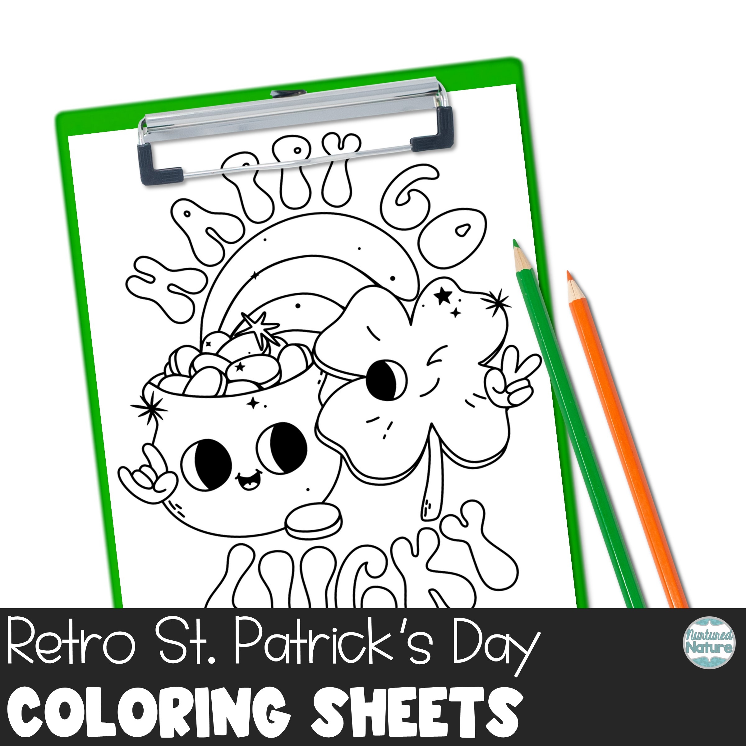 St Patrick s Day Coloring Pages Groovy Retro Theme March 