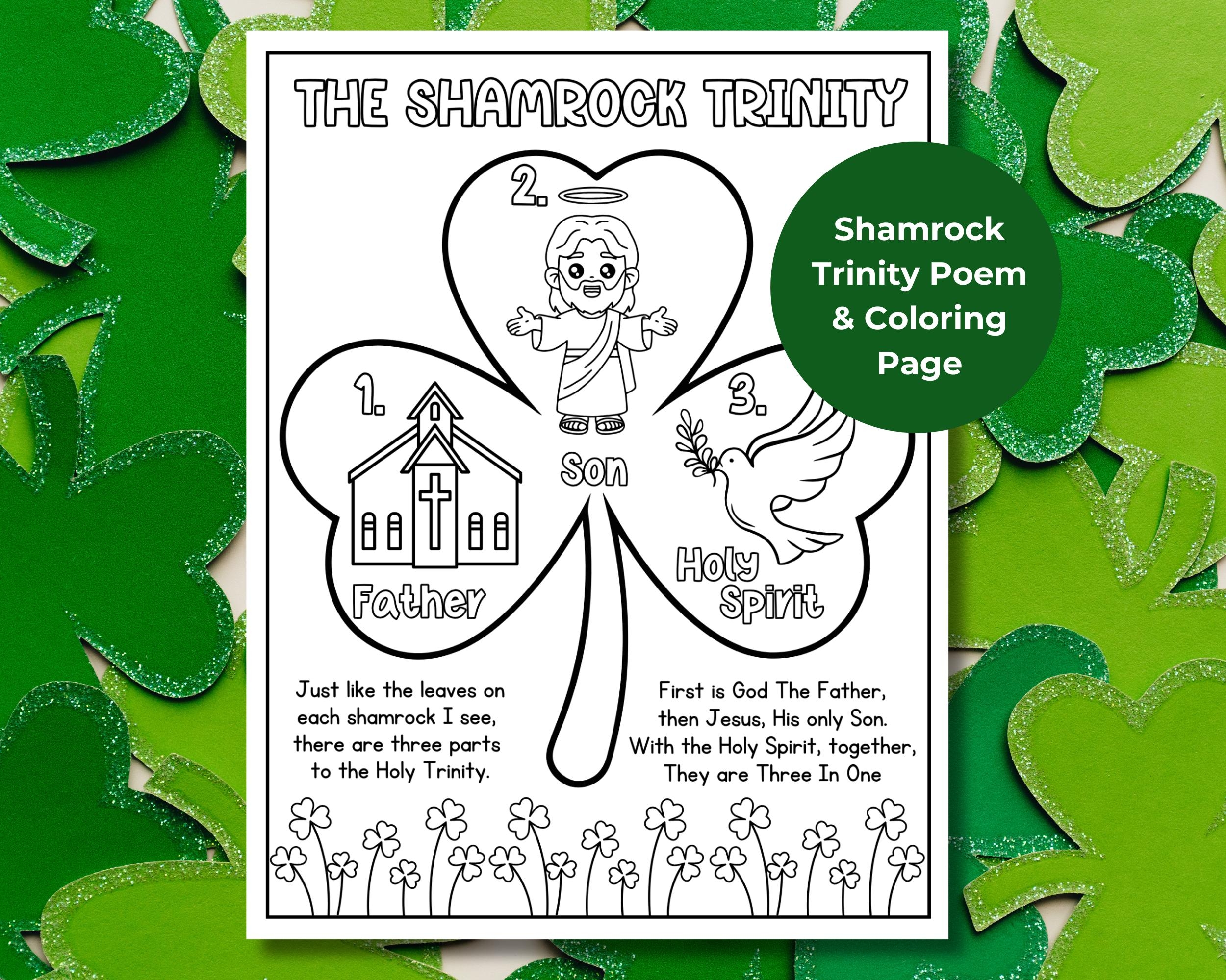 St Patrick s Day Holy Trinity Coloring Page Printable Shamrock 
