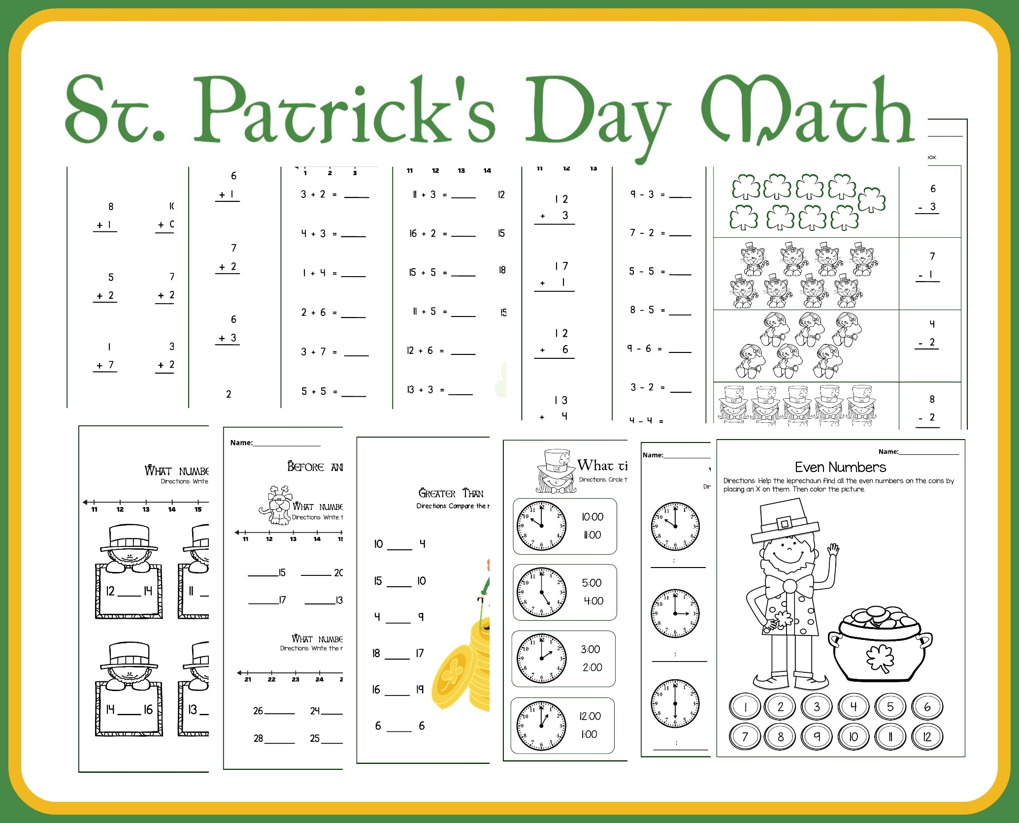 St Patrick s Day Math Printable