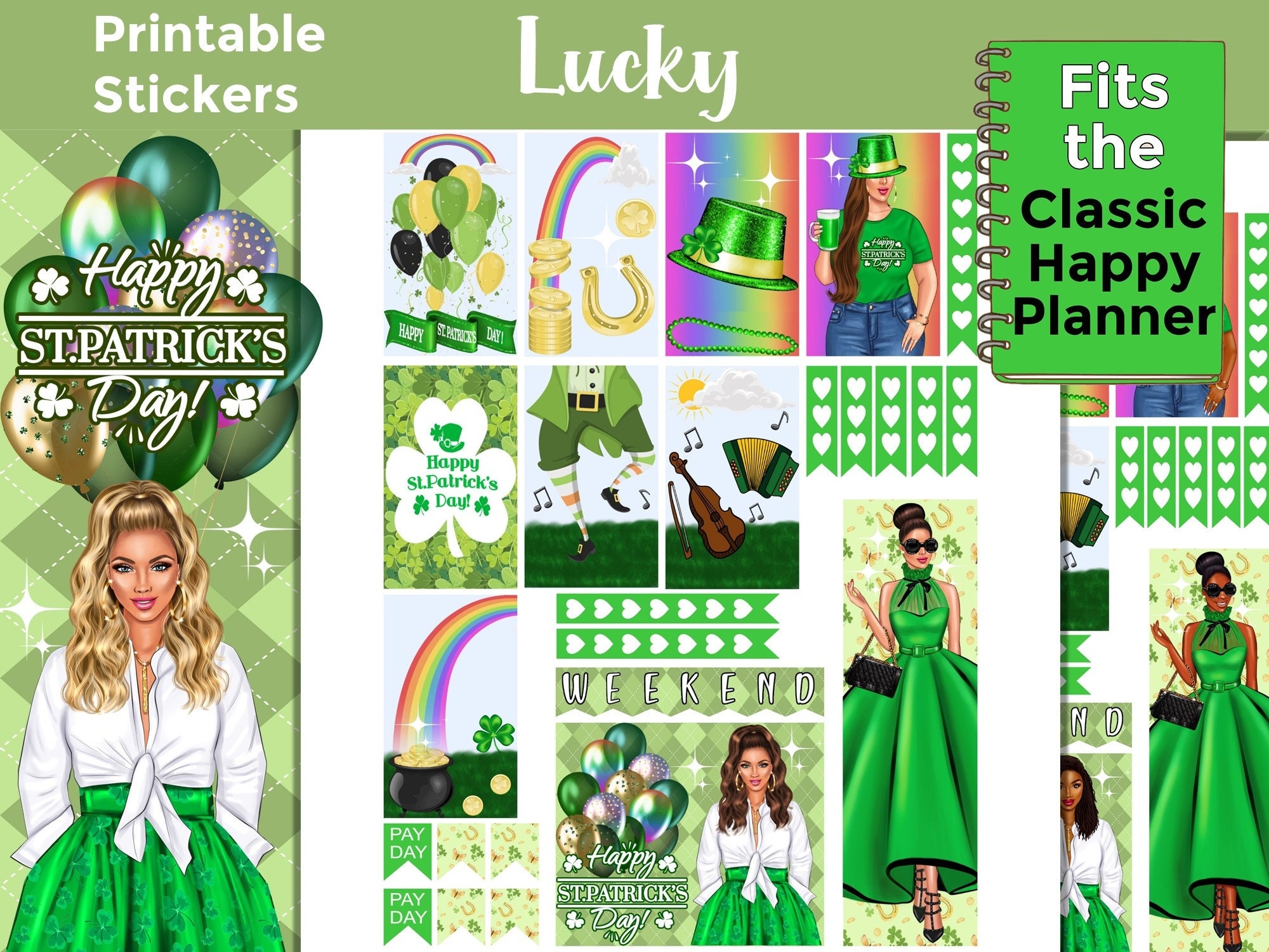 St Patrick s Day Printable Planner Stickers Made To Fit The 