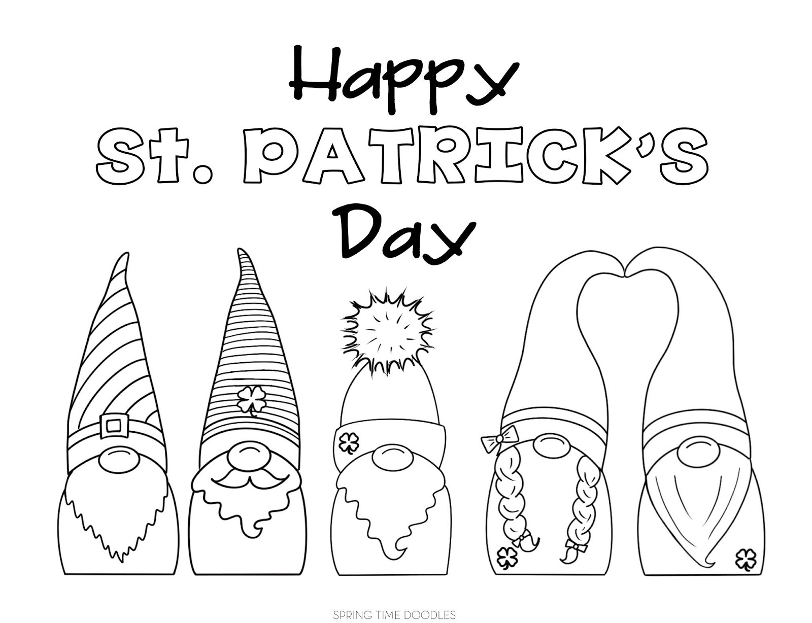 St Patricks Day FREE Coloring Pages Spring Time Doodles Worksheets Library