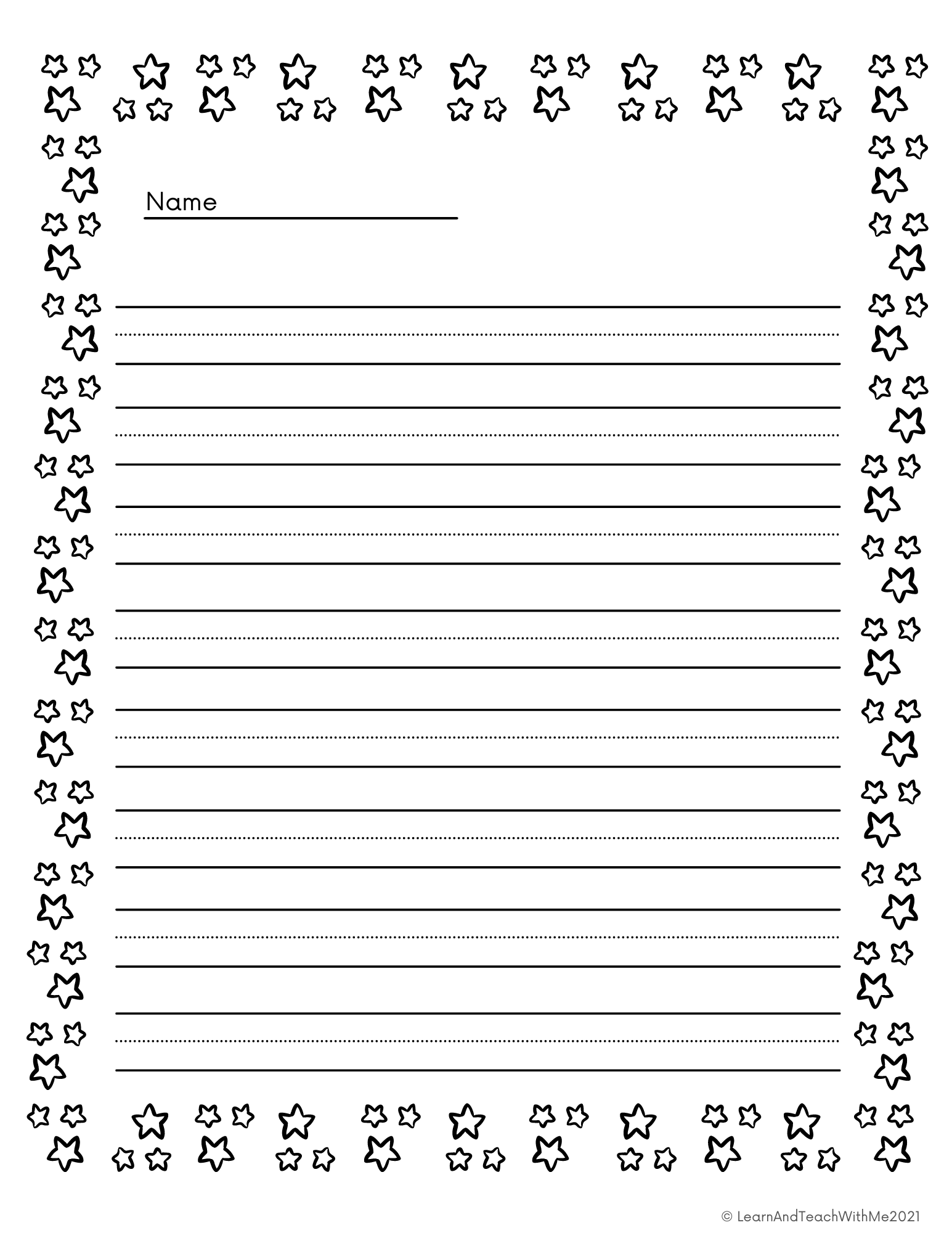 Star Borders Lined Writing Papers With Picture Boxes Made By Teachers