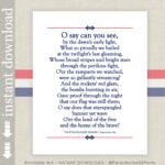 Star Spangled Banner Printable Lyrics Etsy