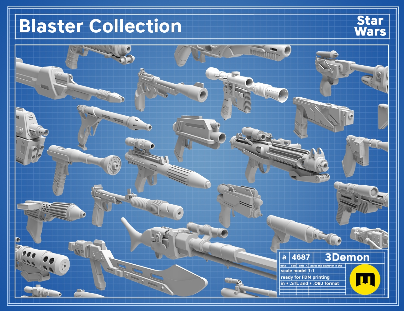 Star Wars 100 Blasters Collection 3Demon 3D Print Models Download