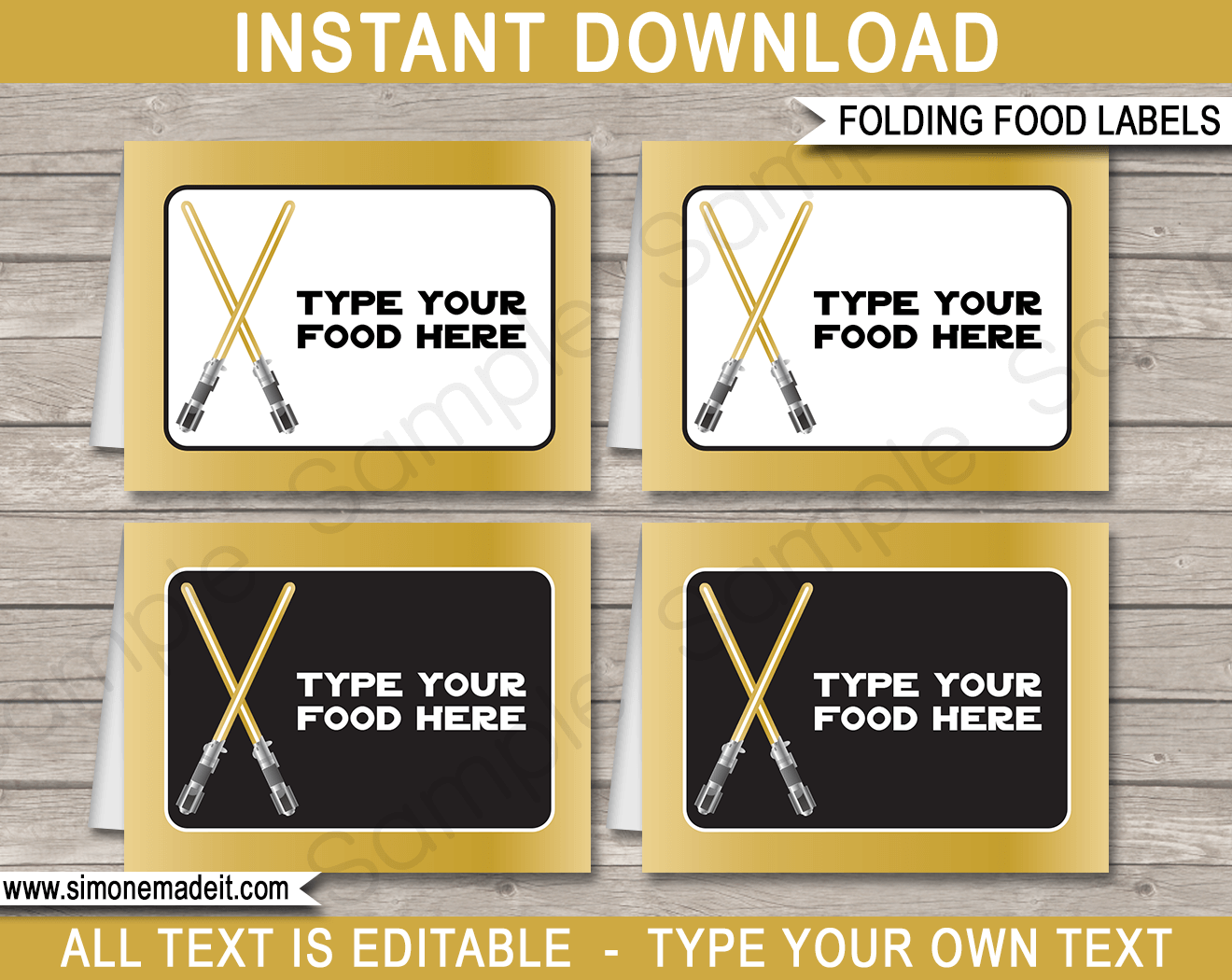 Star Wars Party Food Labels Template Gold Star Wars Party Food Labels Template Gold