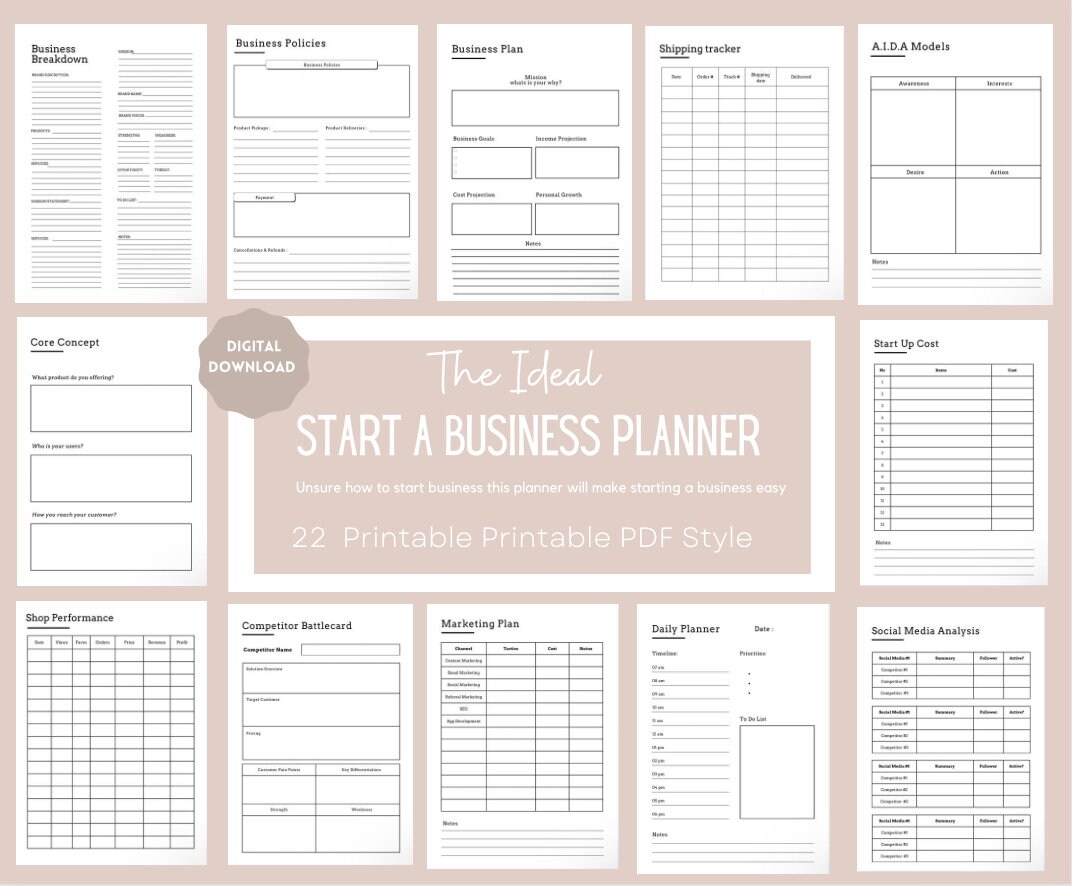Start A Business Planner business Planner Small Business Planner Proposal Business Plan Analysis small Business Plan Template Printable Etsy