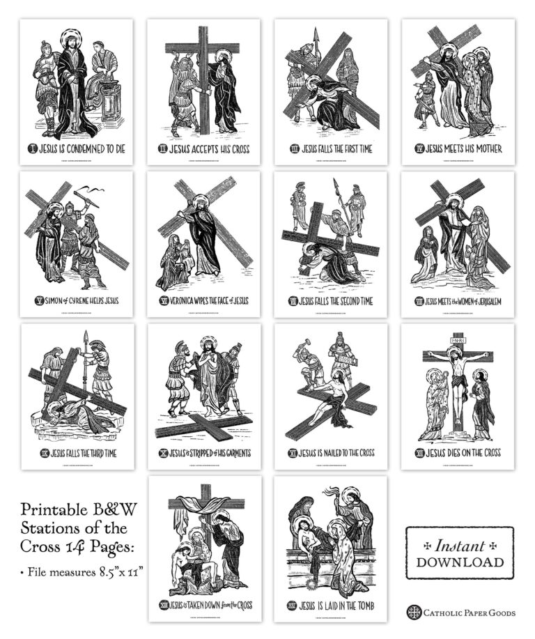Stations Of The Cross 8 5 X 11 Black U0026 White Art Prints Printable