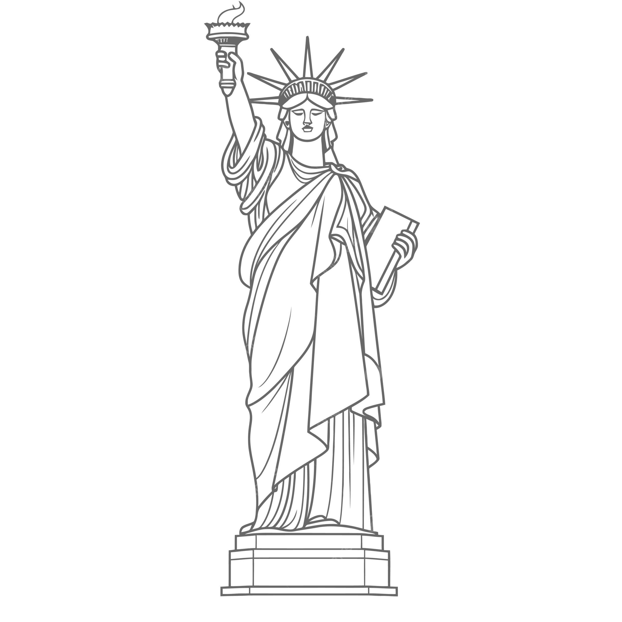 Statue Of Liberty Line Art PNG Transparent Images Free Download 