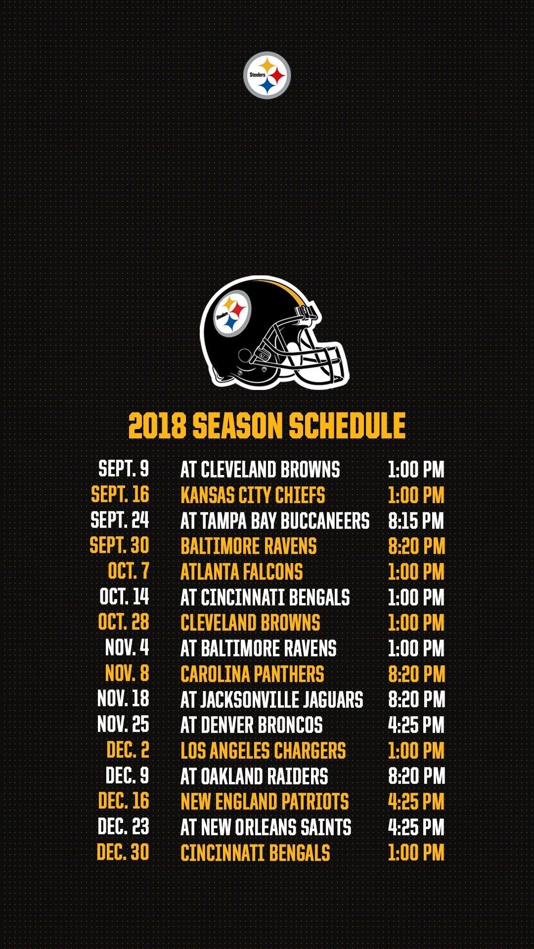 steelers 2018 schedule printable steelers 2018 schedule printable