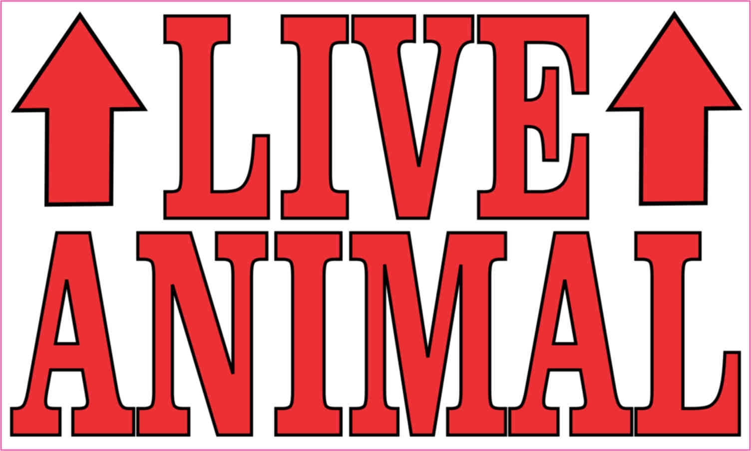 StickerTalk 5in X 3in Red Live Animal Sticker Vinyl Cage Sign Decal Transport Stickers