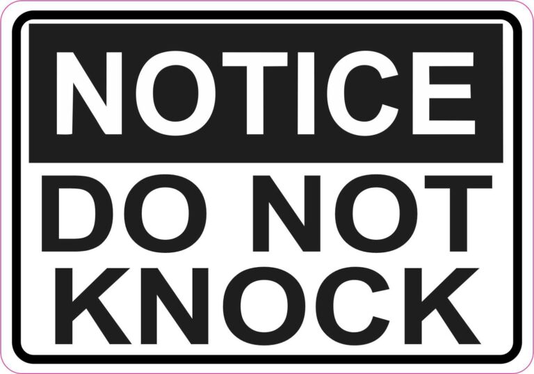 StickerTalk Notice Do Not Knock Vinyl Sticker 5 Inches X 3 5 In