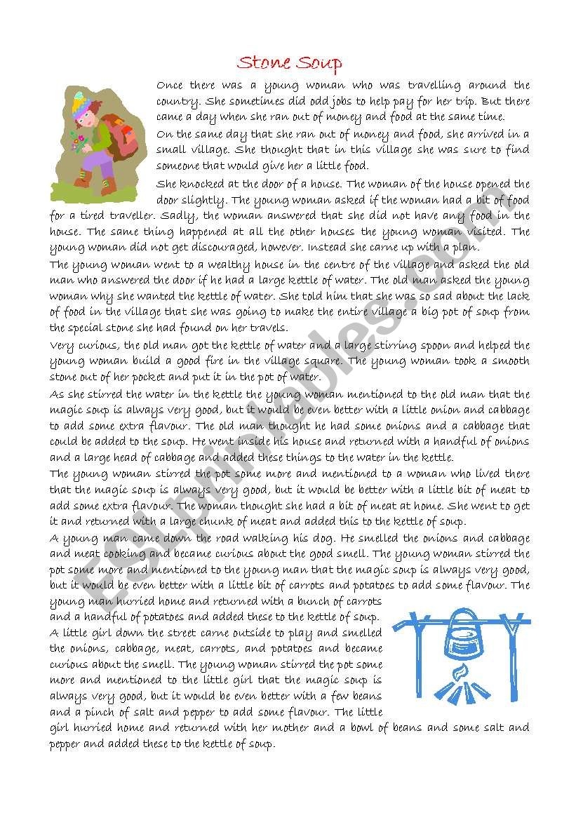 STONE SOUP ESL Worksheet By Scgonz