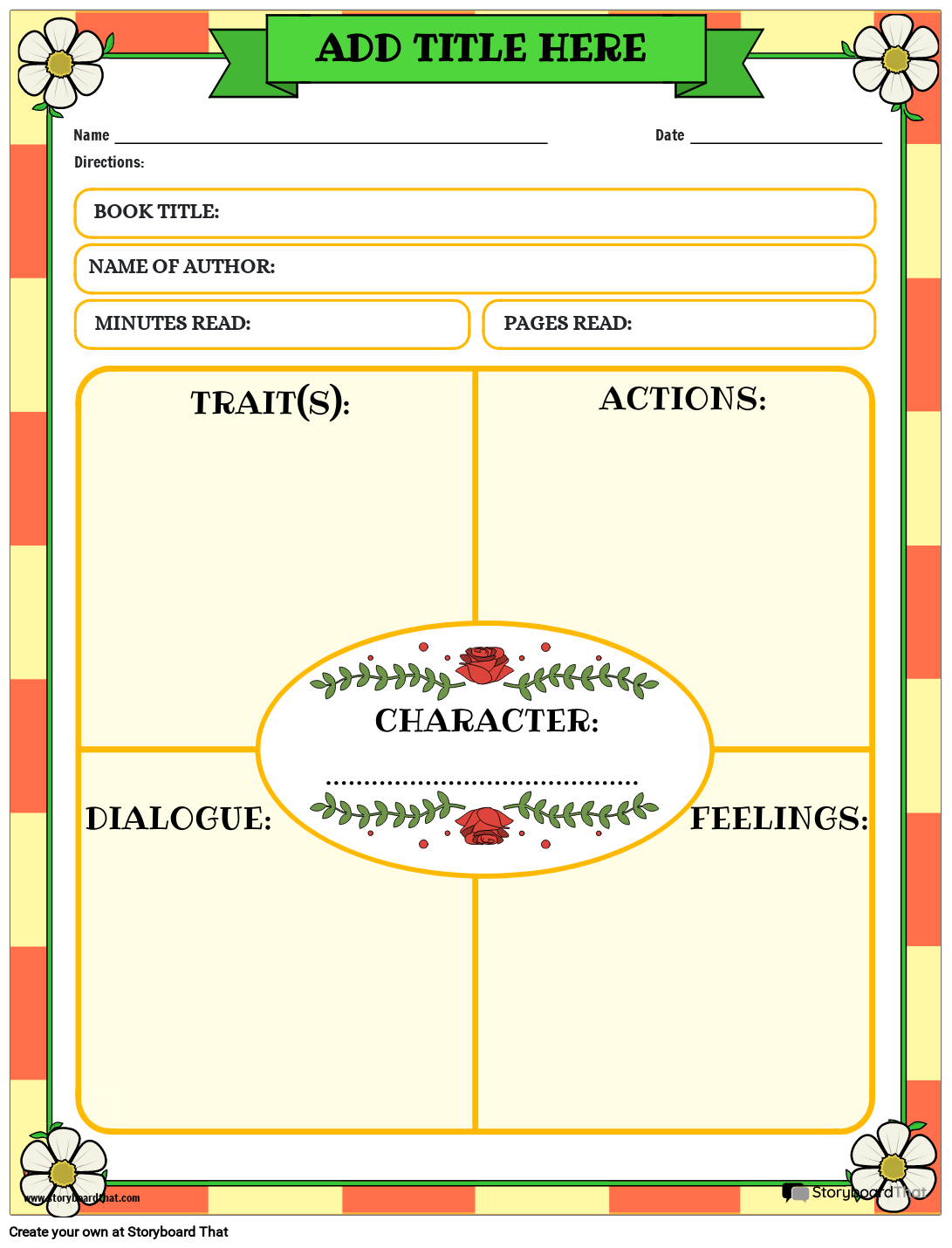 reading and identifying character traits printables