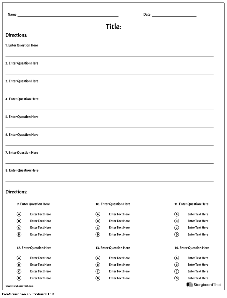 Storyboard That Free Quiz Maker Templates For Teachers