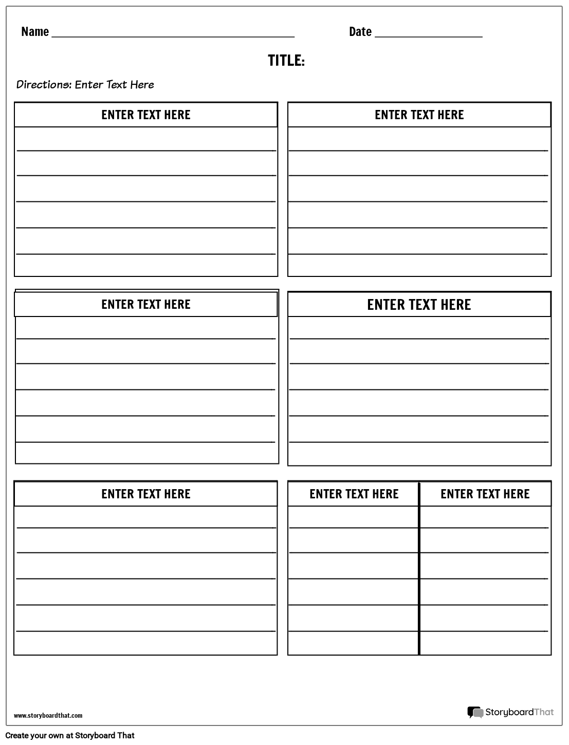 Storyboard That Free Student Planner Templates