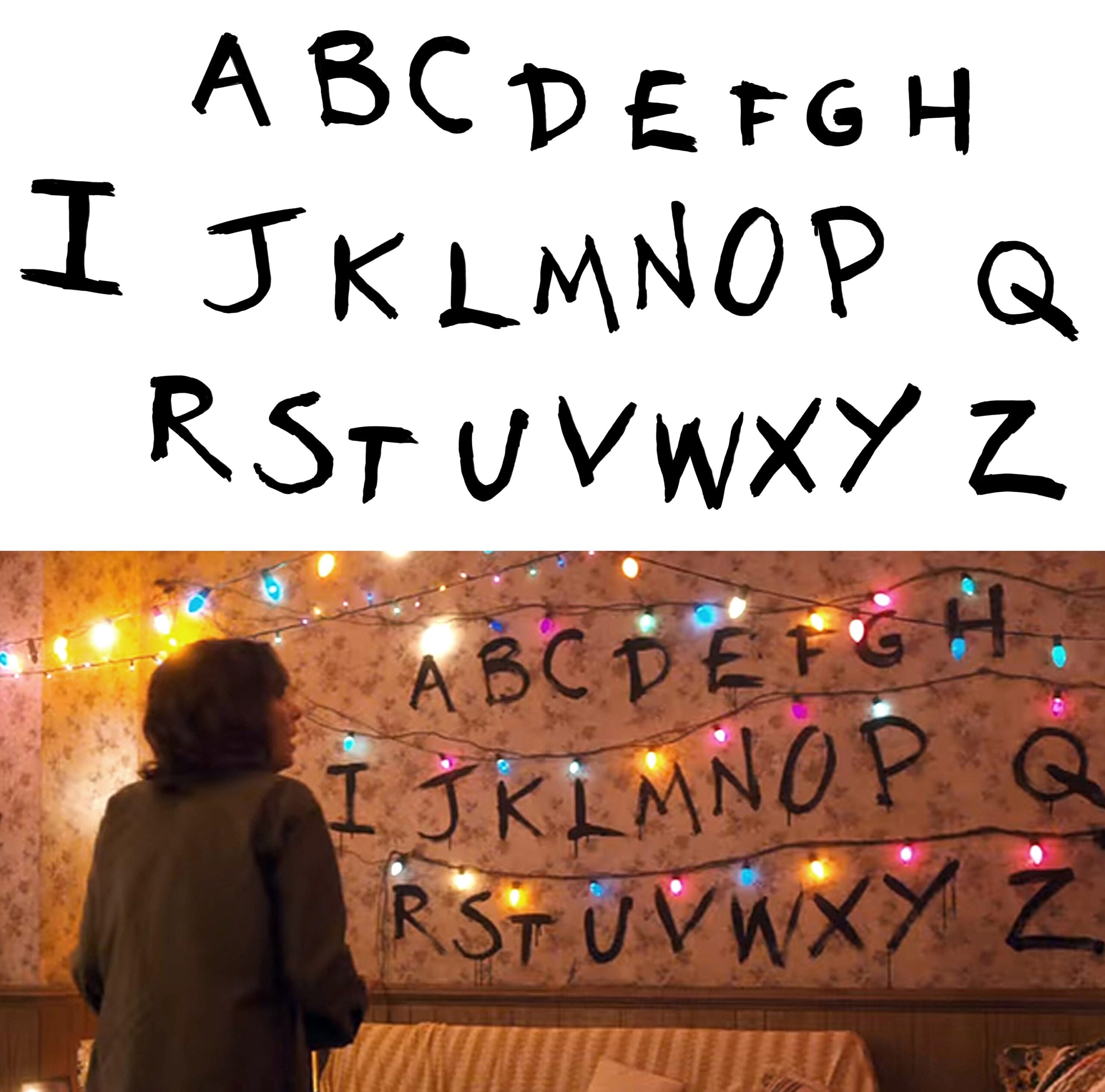 Stranger Things Download Printable Alphabet Wall Letters as Seen At Joyce Byers House In Season 1 Stranger Things Party Theme