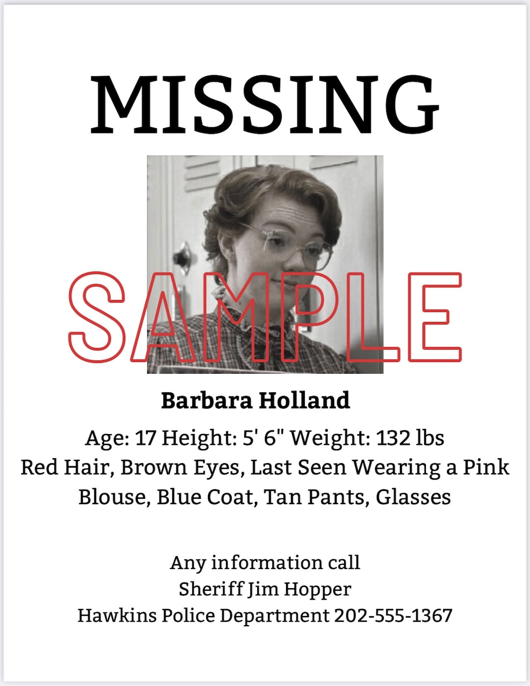 Stranger Things Missing Poster Barbara Holland Etsy Canada