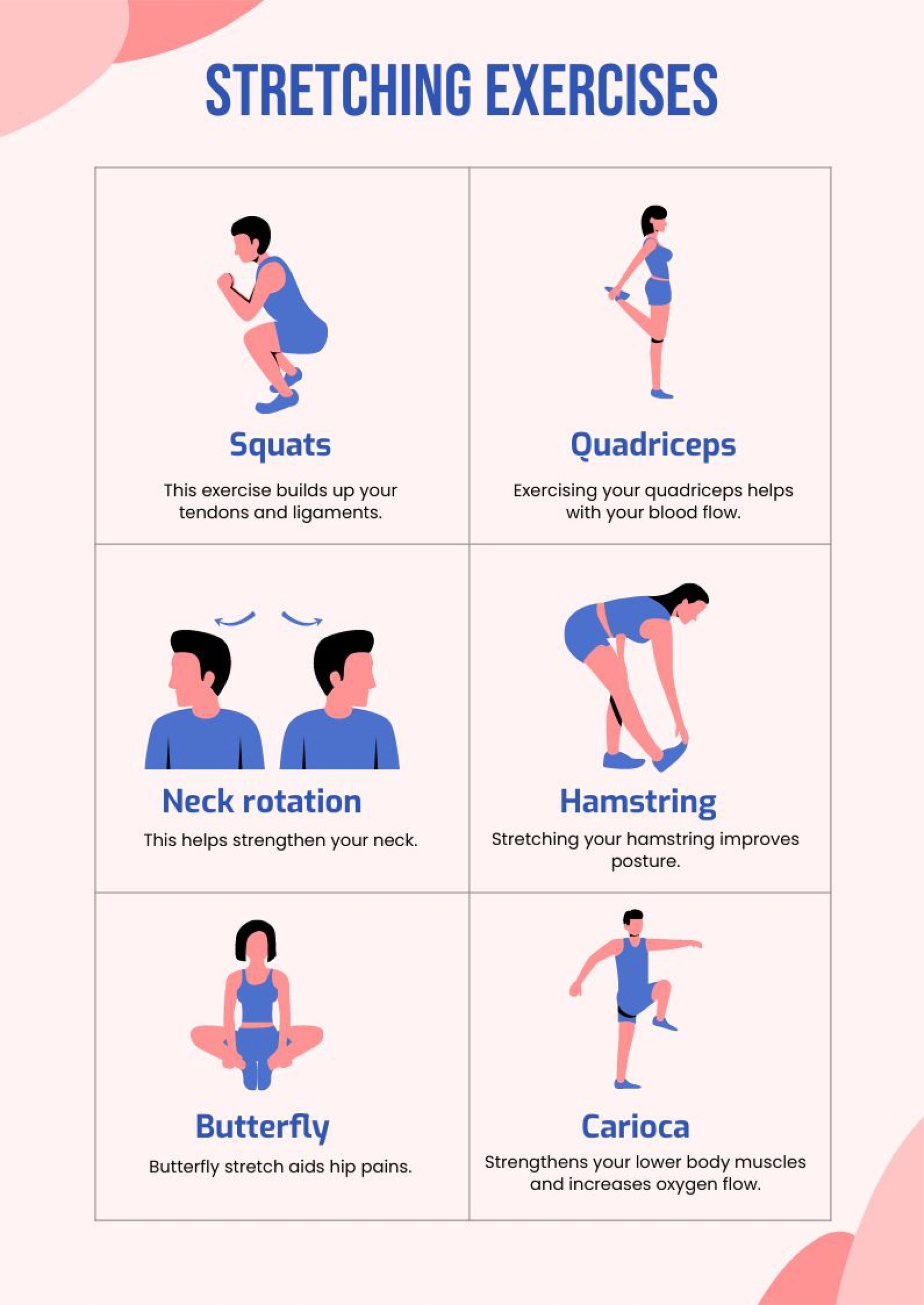Stretching Exercises Chart In Illustrator PDF Download 