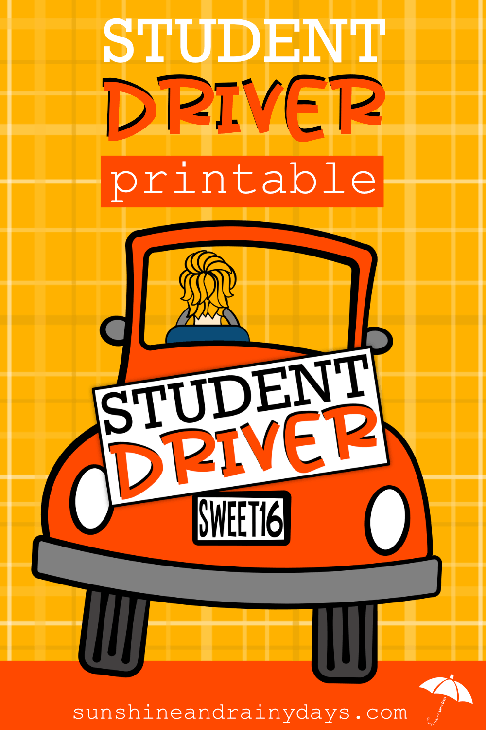 Student Driver Sign For The Teen Driver Sunshine And Rainy Days