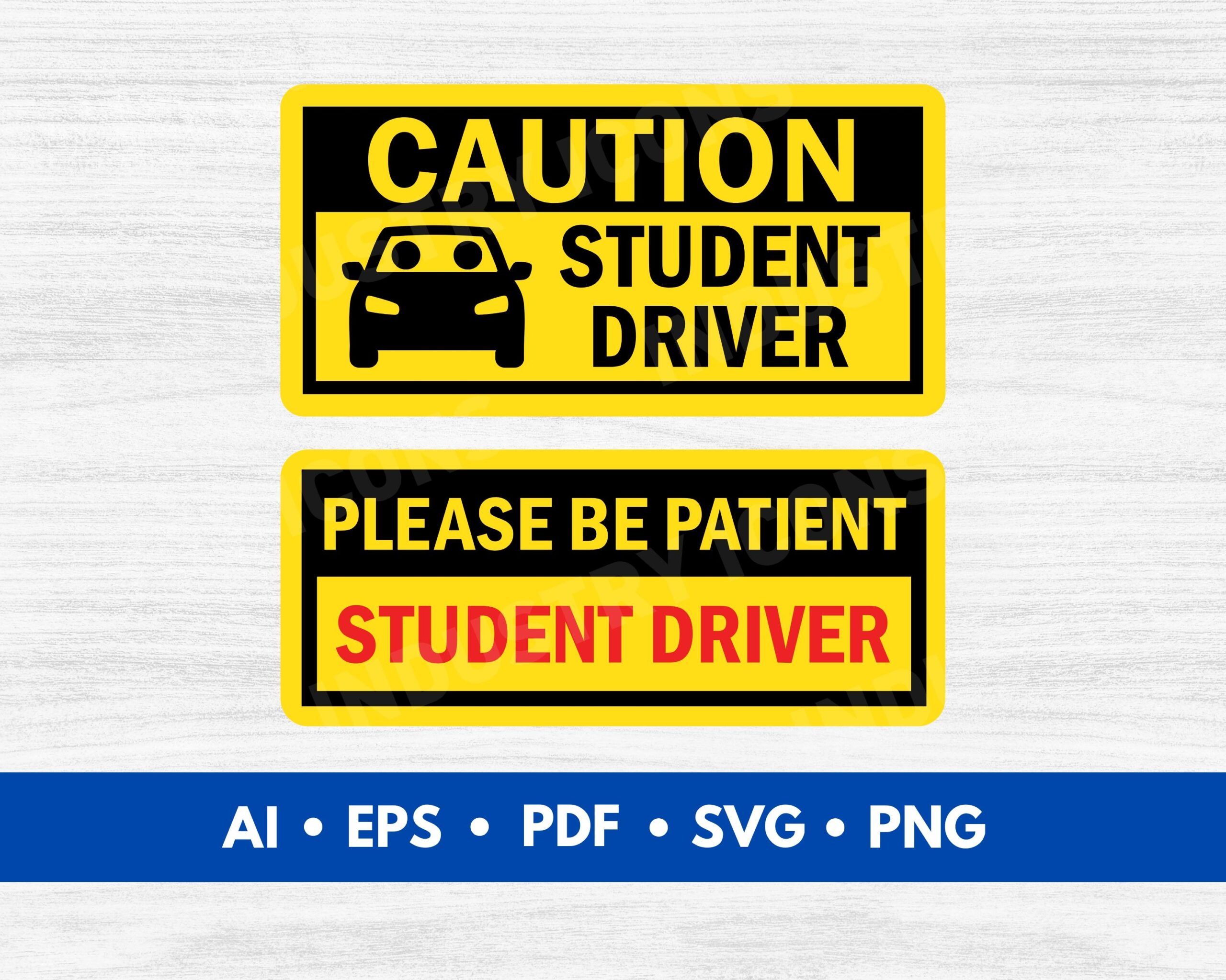 Student Driver Sign Vectors Student Driver Clip Art Student Driver Sticker Magnet Printable Digital Download