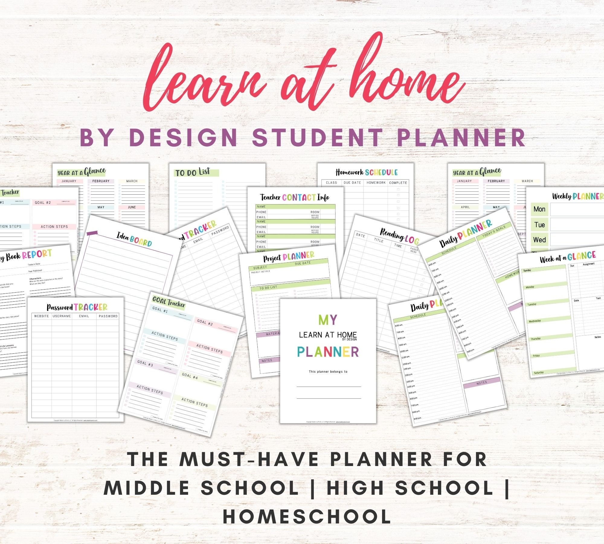 Student Planner Printable Academic Planner Printable High School Student Planner Homeschool Student Planner High School Planner Etsy