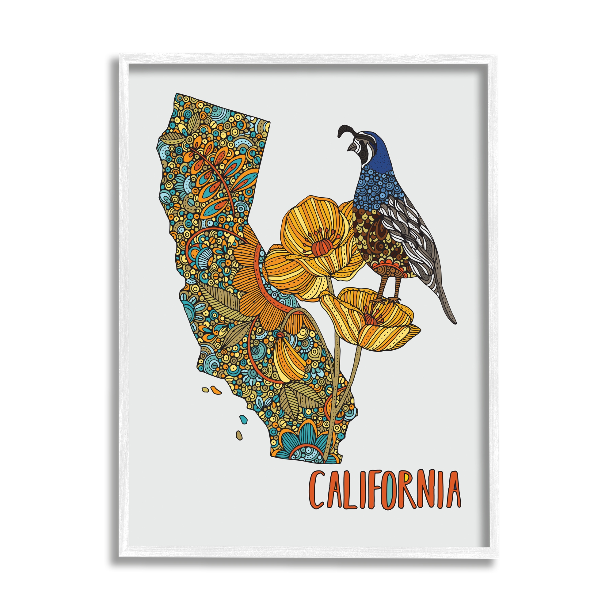 Stupell Industries California State Poppy Flowers Quail Bird Stupell Industries California State Poppy Flowers Quail Bird