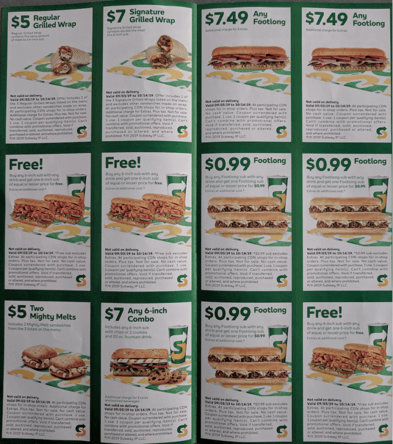 Subway Canada Coupons Buy One Get One FREE Buy Any Footlong Worksheets Library