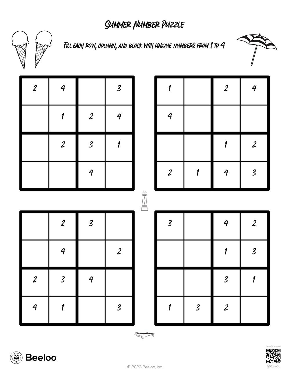 sudoku for kids printable