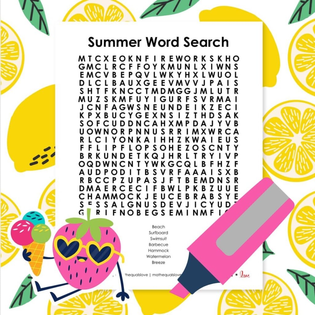 Summer Word Search Puzzle Math U003d Love Summer Word Search Puzzle Math U003d Love