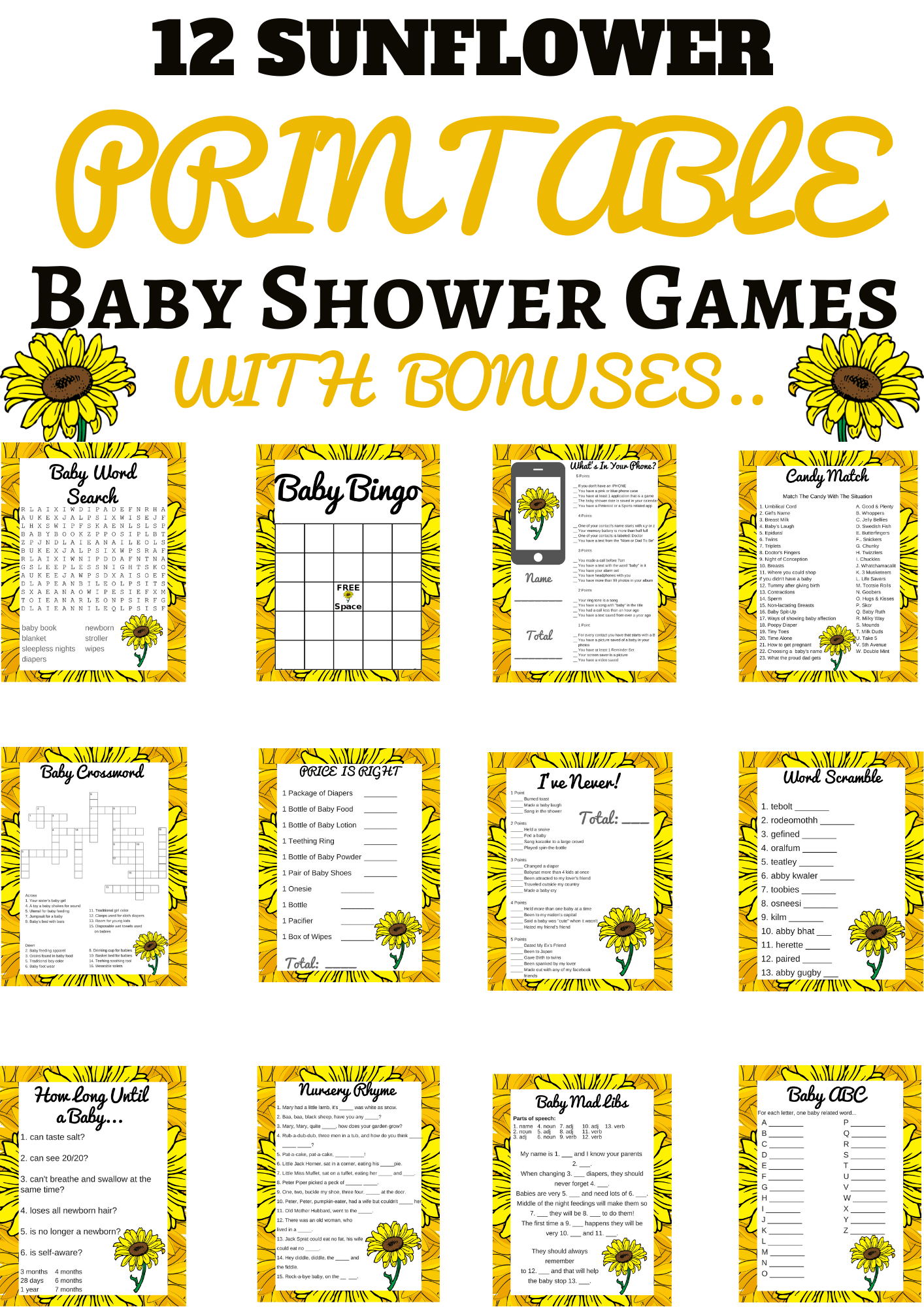 printable baby shower games