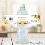 Sunflower Themed Water Bottle Label Editable Digital Instant 