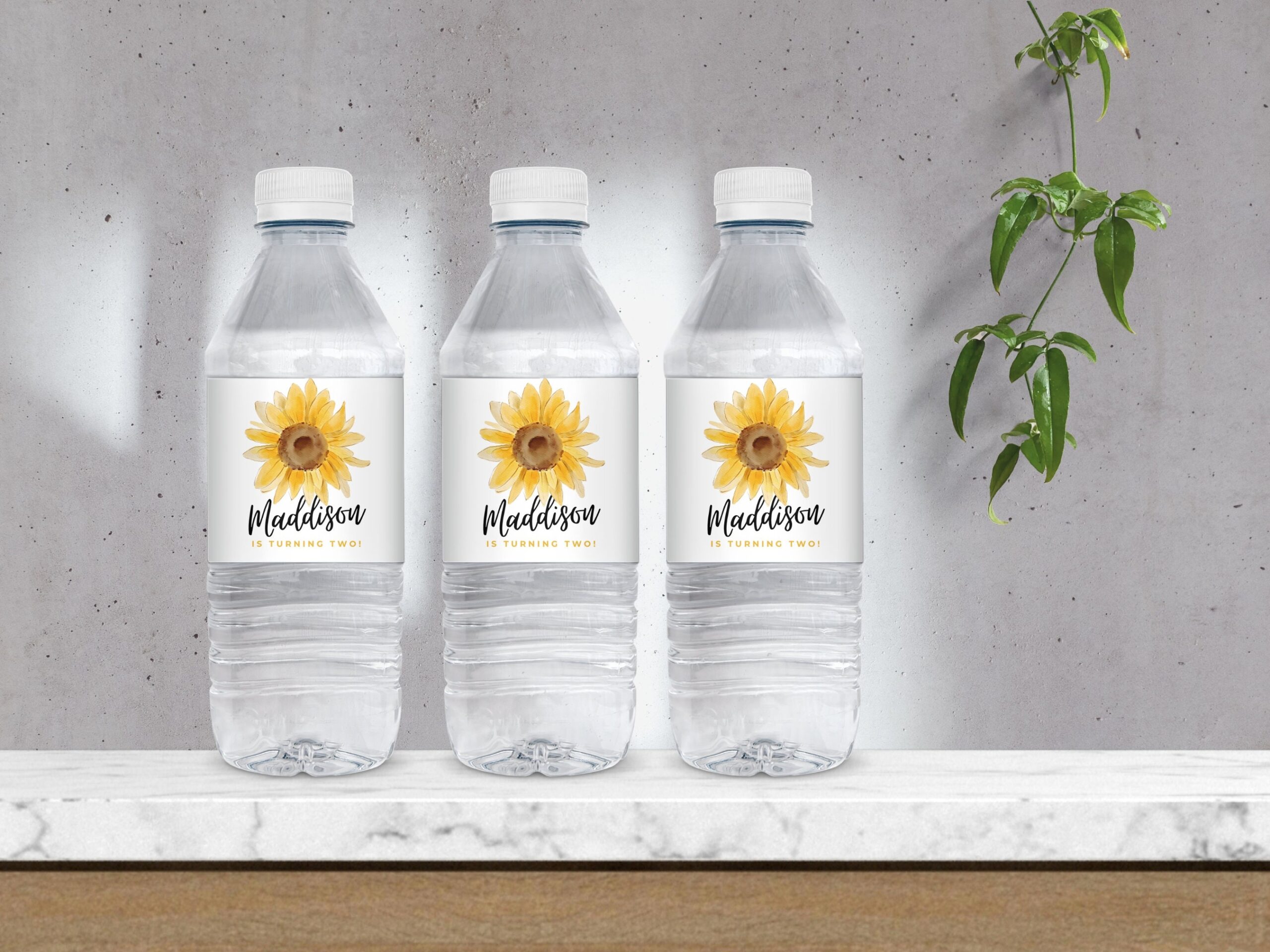 Sunflower Water Bottle Labels instant Download Editable 